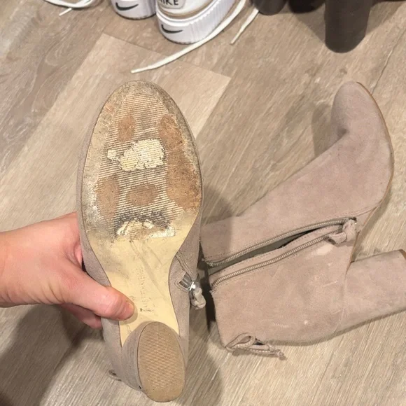 Saks Fifth Avenue Beige Suede Ankle Booties - Picture 4 of 4